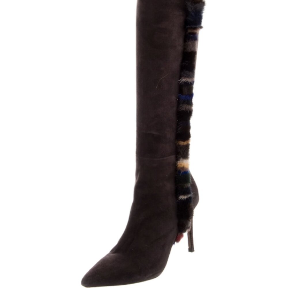 Donald Pliner Suede Leather Boots with Mink Fur